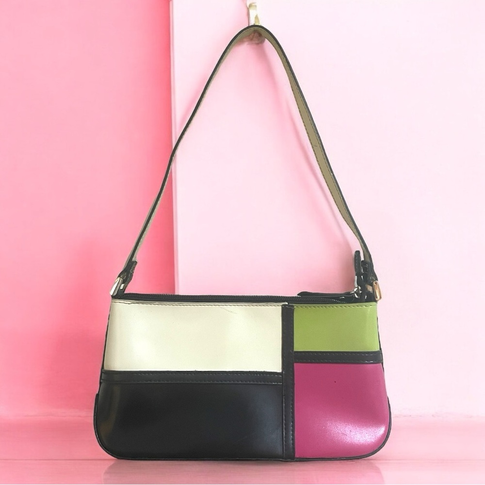 Vintage colour block small shoulder purse
